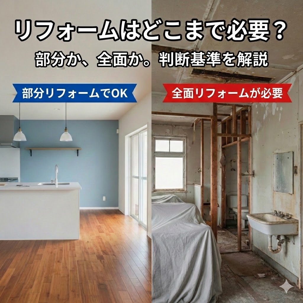 リフォームはどこまで必要？部分リフォームで済む家・全面リフォームが必要な家の判断基準